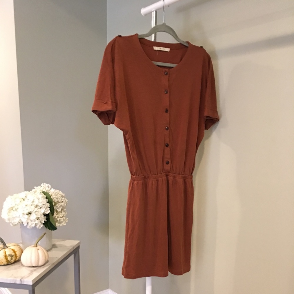 Sessun + burnt orange conch waist shirt dress